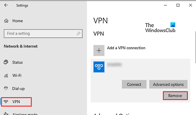 How to Remove a VPN using Network Connections in Windows 10