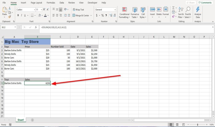 How to use DSUM function in Excel