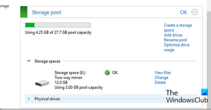 Add Drives to Storage Pool for Storage Spaces via Control Panel