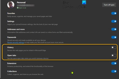 Enable Tab Sync in Edge desktop