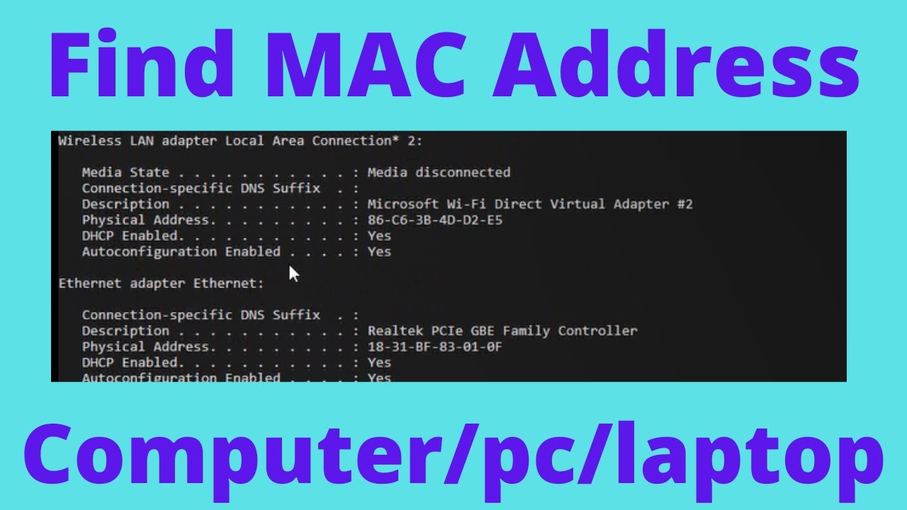 How To Find Mac Address In Computer Pc Laptop