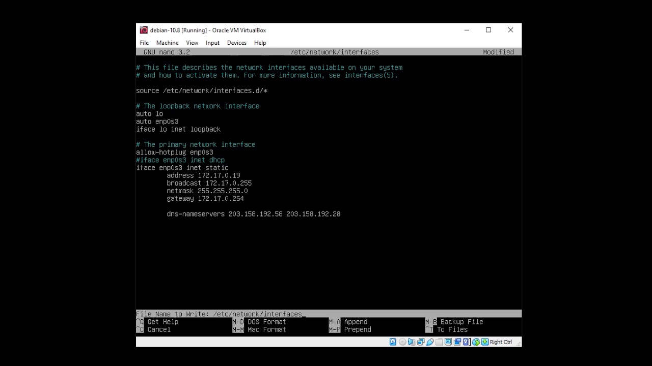 linux set static ip debian