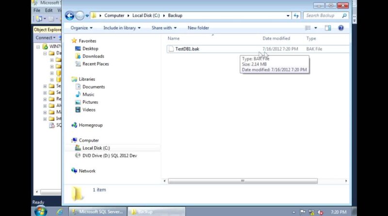 SQL Server 2012 - How To Backup and Restore > BENISNOUS