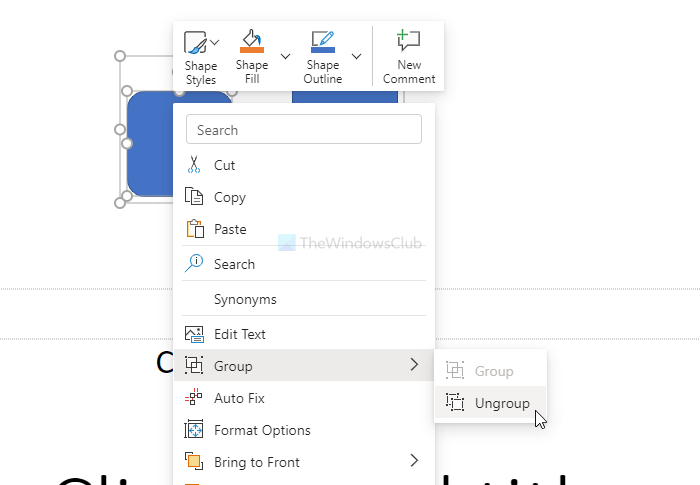 How to group or ungroup objects in PowerPoint Online