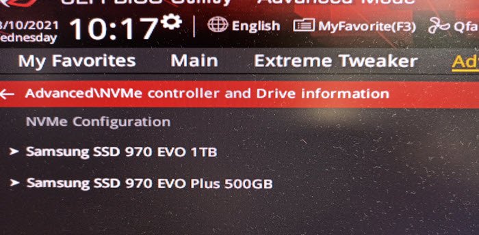 NVME Bios Windows Settings