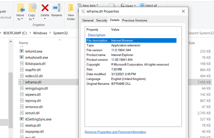 ieframe file description