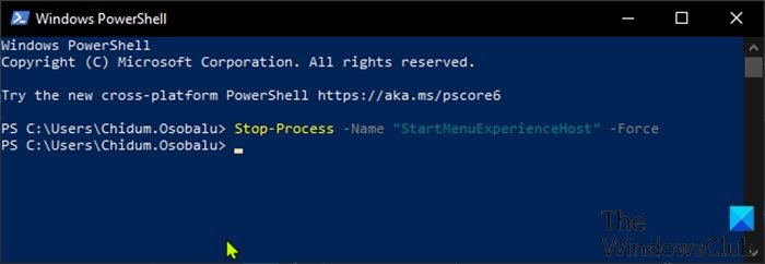 Restart StartMenuExperienceHost.exe-PowerShell