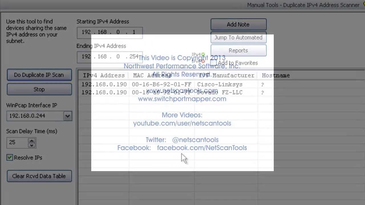 how do i find duplicate ip address on network