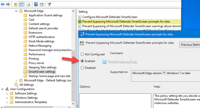 How to prevent users from bypassing SmartScreen warning in Edge