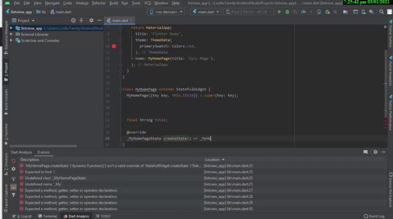 Установка flutter android studio