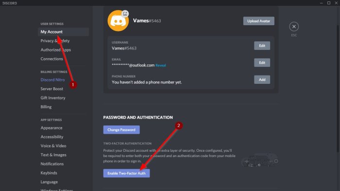 How to enable Two-Factor Authentication in Discord