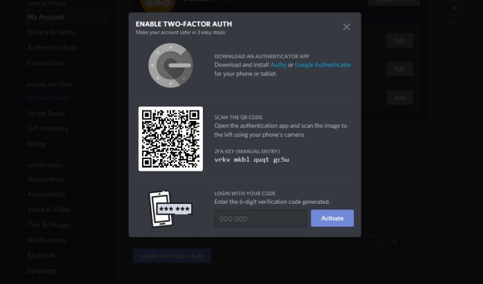 How to enable Two-Factor Authentication in Discord