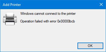 Windows cannot connect to the printer