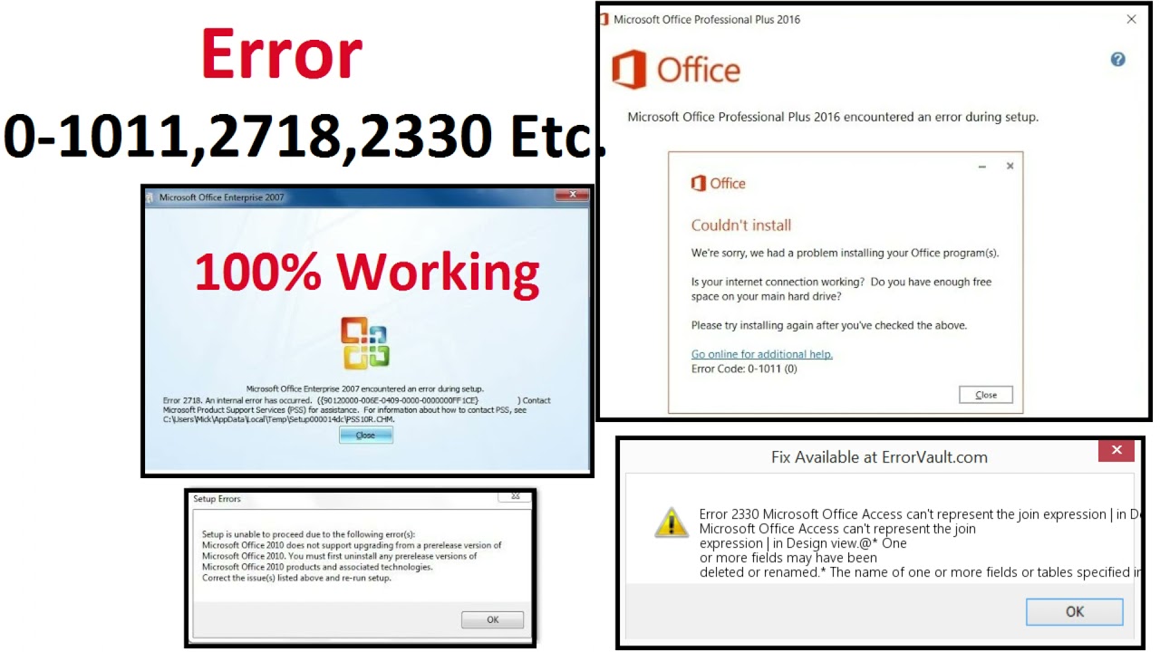 How to Fix All MS Office Installation Errors In 2010,2013,2016,2019 In Windows 10/8/7.