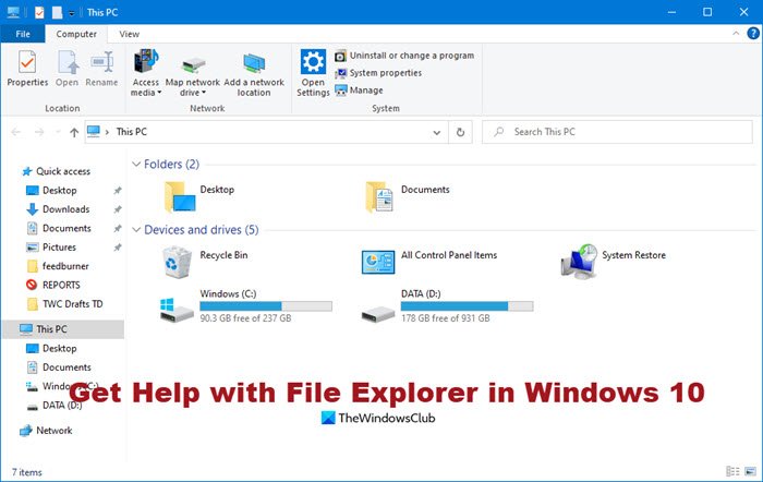 How To Get Help With File Explorer In Windows 10 9638