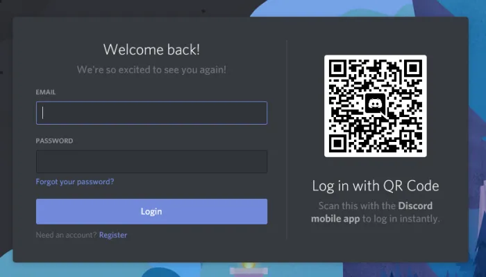 Log into Discord via QR code with a mobile device