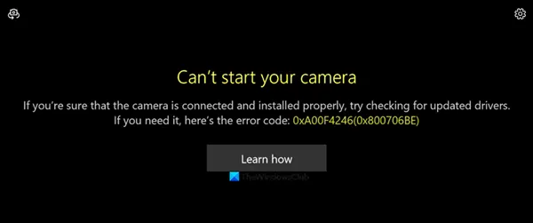 Can't start your camera, Error 0xa00f4246