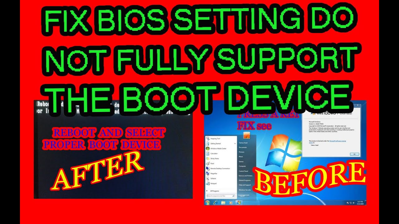 The current bios setting do not fully support the boot device как исправить