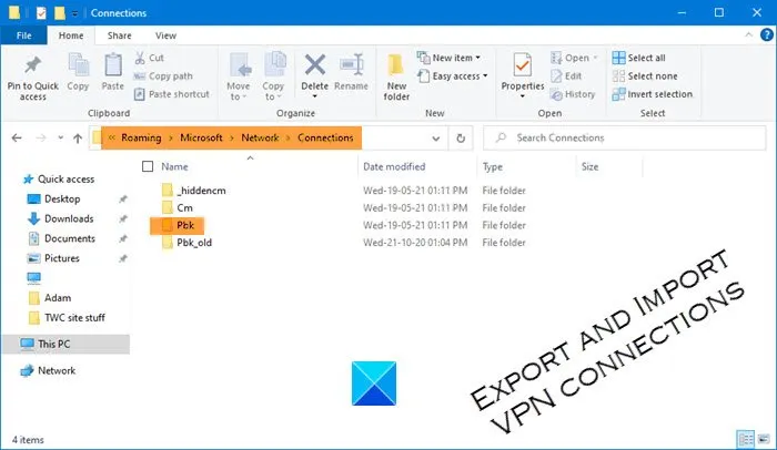 Export and Import VPN connections