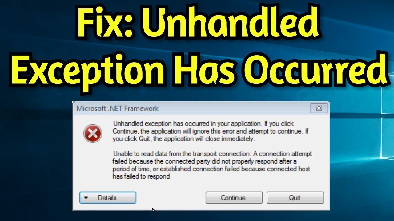 reporting services configuration manager unhandled exception has occurred your application