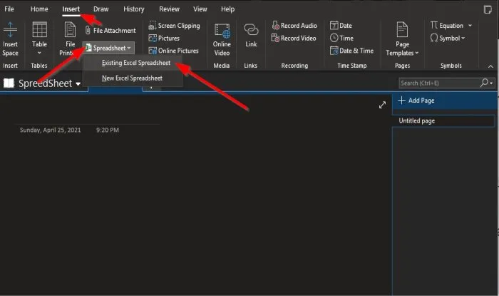 how-to-insert-excel-spreadsheet-in-onenote