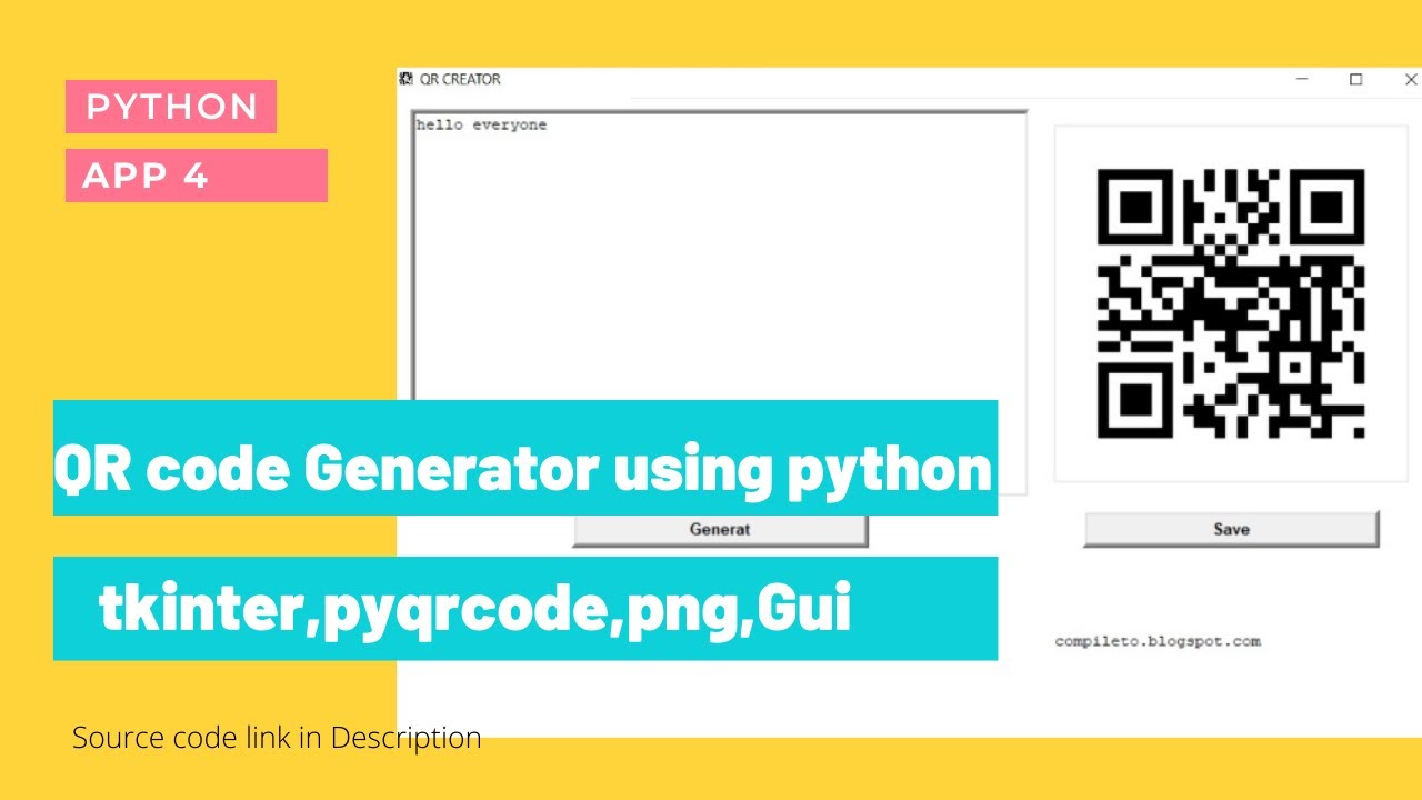 How to make qr code generator using python | pyqrcode | tkinter | gui ...