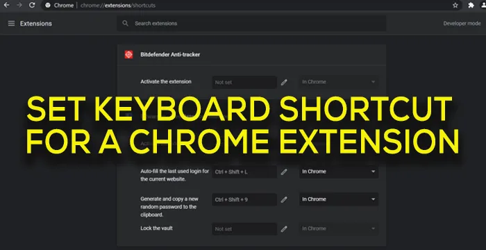 Set Keyboard Shortcut For a Chrome Extension