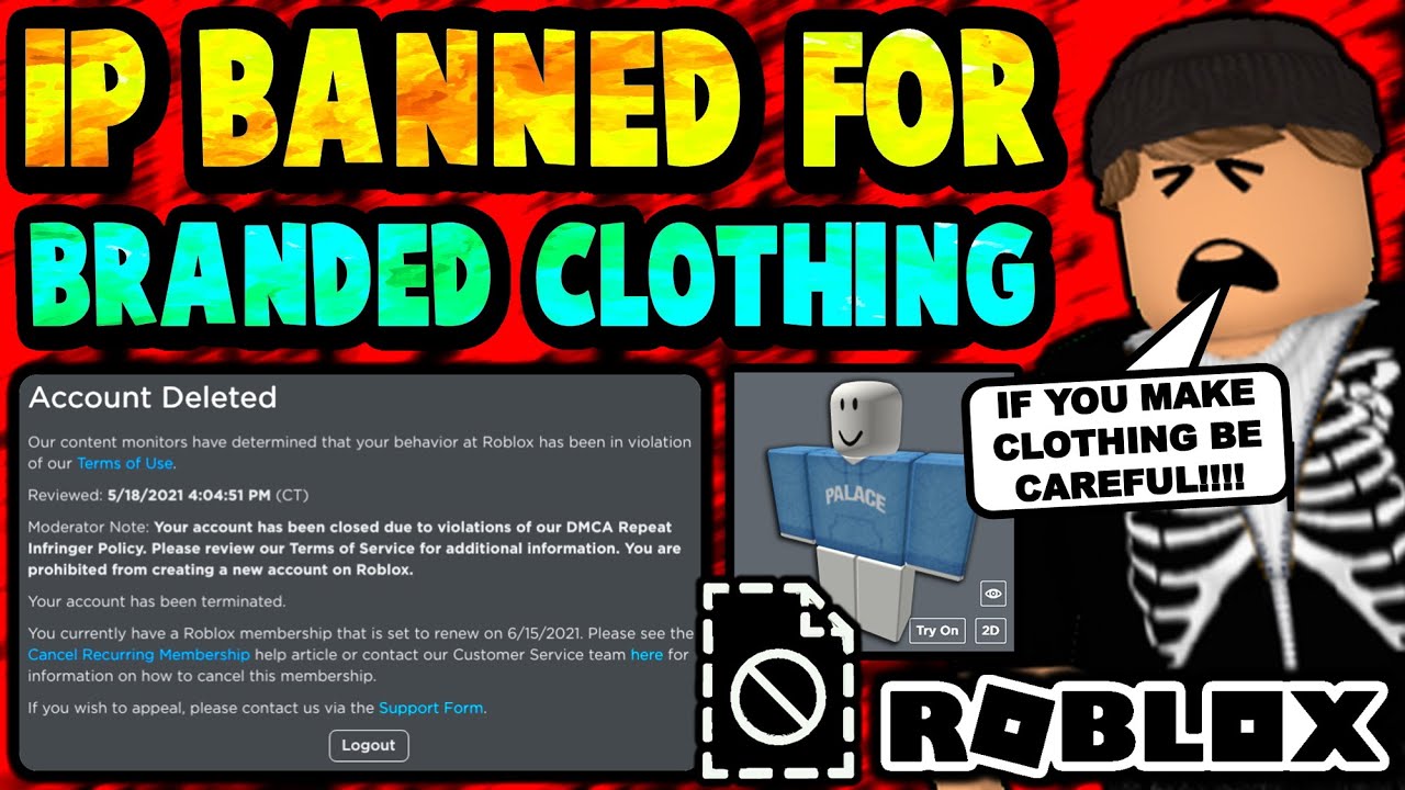 Uploading Branded Clothes Can Get You Ip Banned Roblox Benisnous - how to get roblox ip