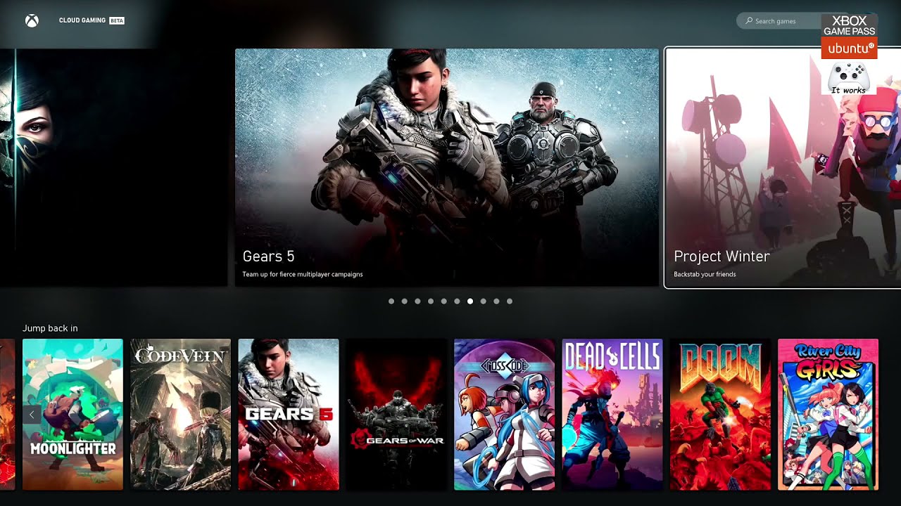 Xbox Game Pass on Linux - Ubuntu 21.04 by Cloud gaming (Beta). Games