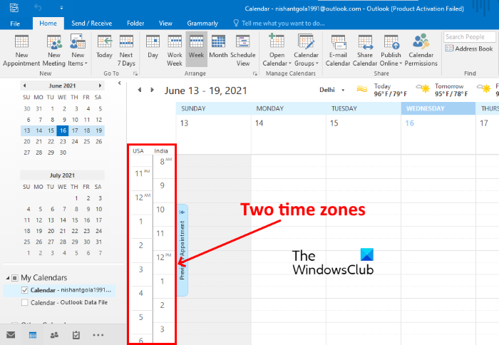 outlook calendar view