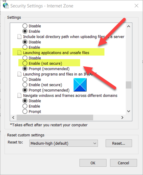 how to disable open file security warning windows 10