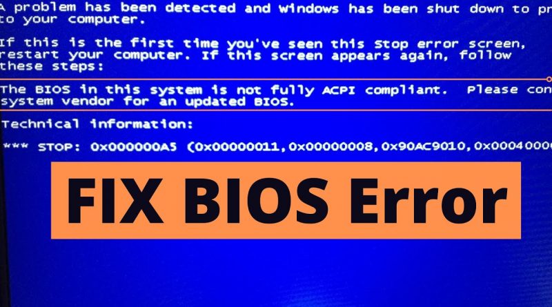 The bios in this system in not fully acpi compliant при установке windows 7