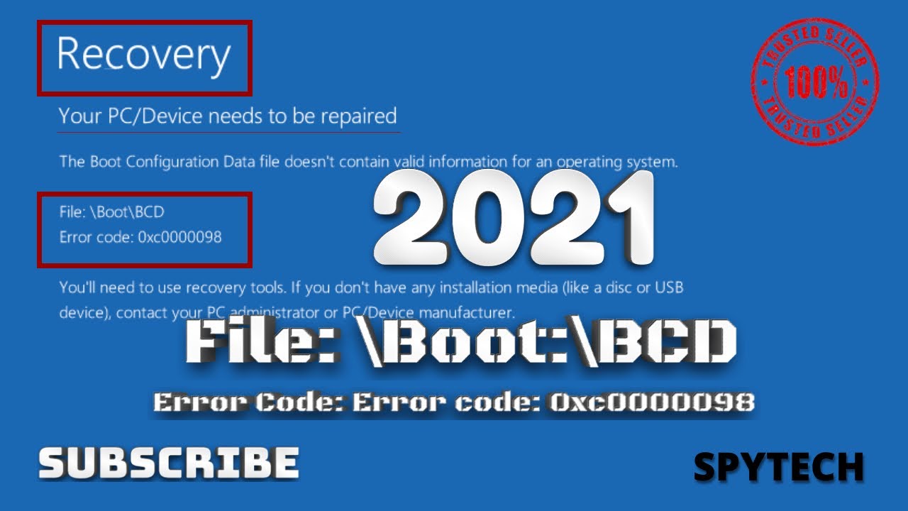 Файл bcd код ошибки 0xc0000098 windows 10
