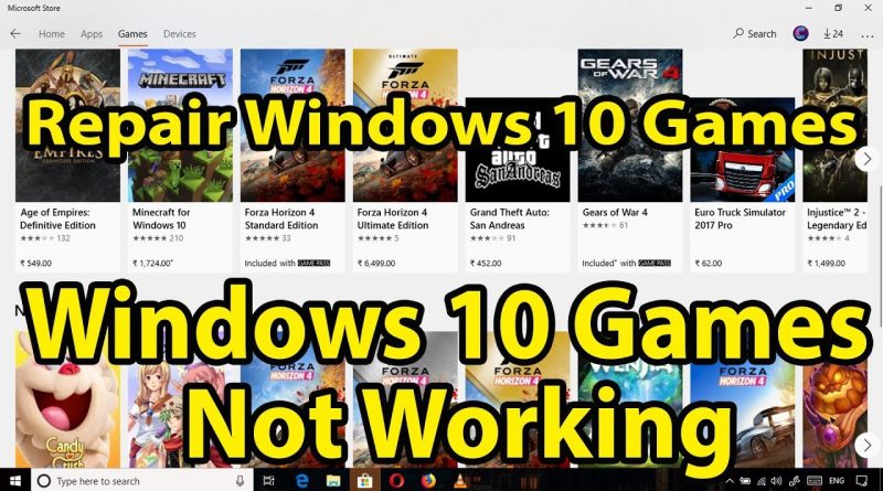 games not working in windows 10