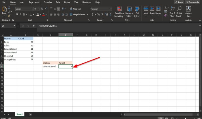 Excel match функция не работает