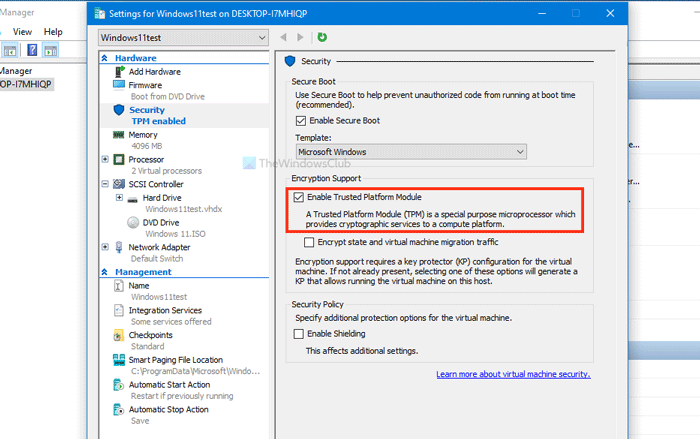 How To Enable Tpm In Hyper V To Install Windows 11 2021 Technologieser 0310