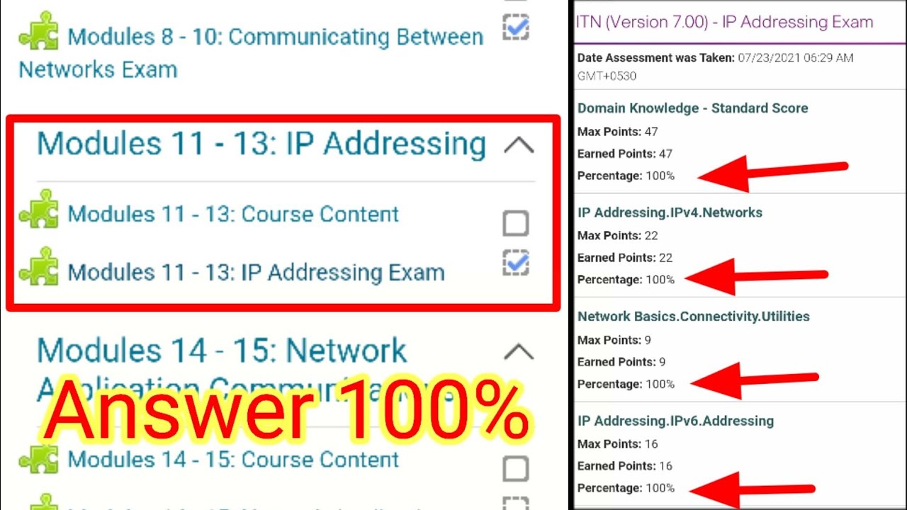 Cisco CCNA Modules 11 13 IP Addressing Exam ( Answer 100 )