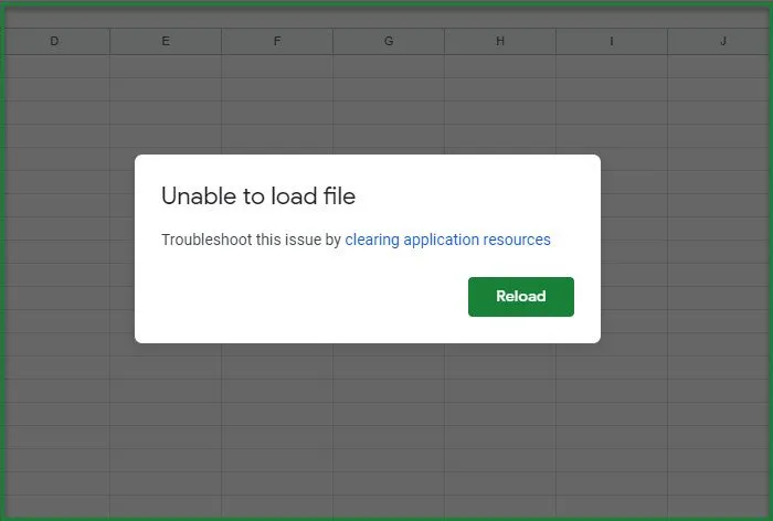 Unable to load file Google Docs error