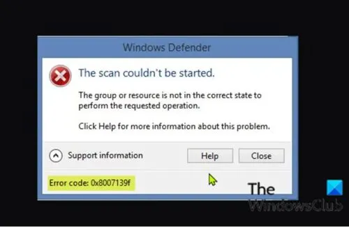 Windows Defender error 0x8007139f