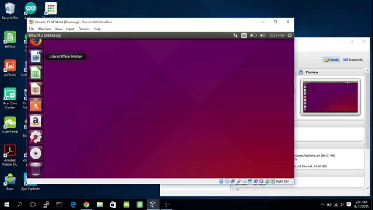 ubuntu install windows 10 virtualbox