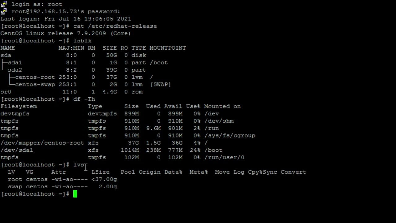 Centos 7 восстановление lvm