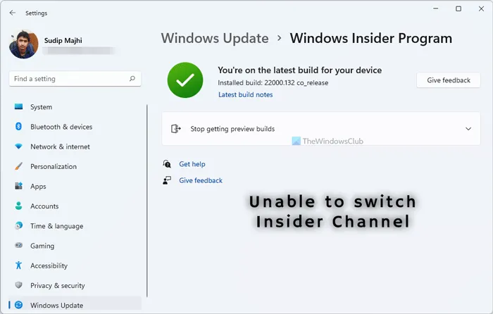 Can’t switch Windows Insider Channel on Windows 11