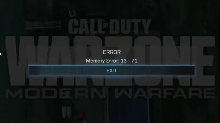 Fix Memory Error 13-71 in Call of Duty Modern Warfare and WarZone