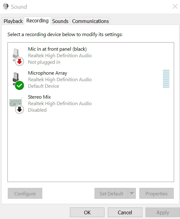 Fix Microphone not plugged in Windows