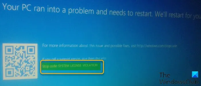 SYSTEM LICENSE VIOLATION Blue Screen error