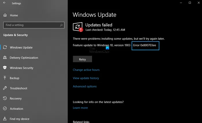 0x800703ee Windows Update error