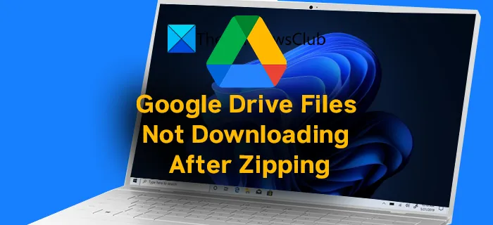 Google Drive not downloading files after zipping