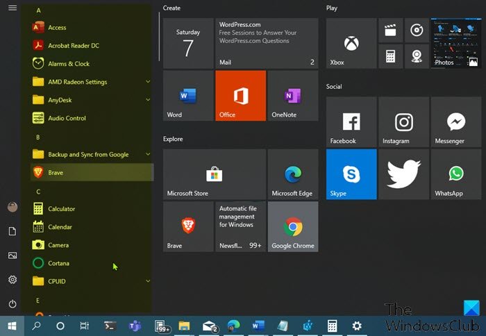 remove app from list windows 10