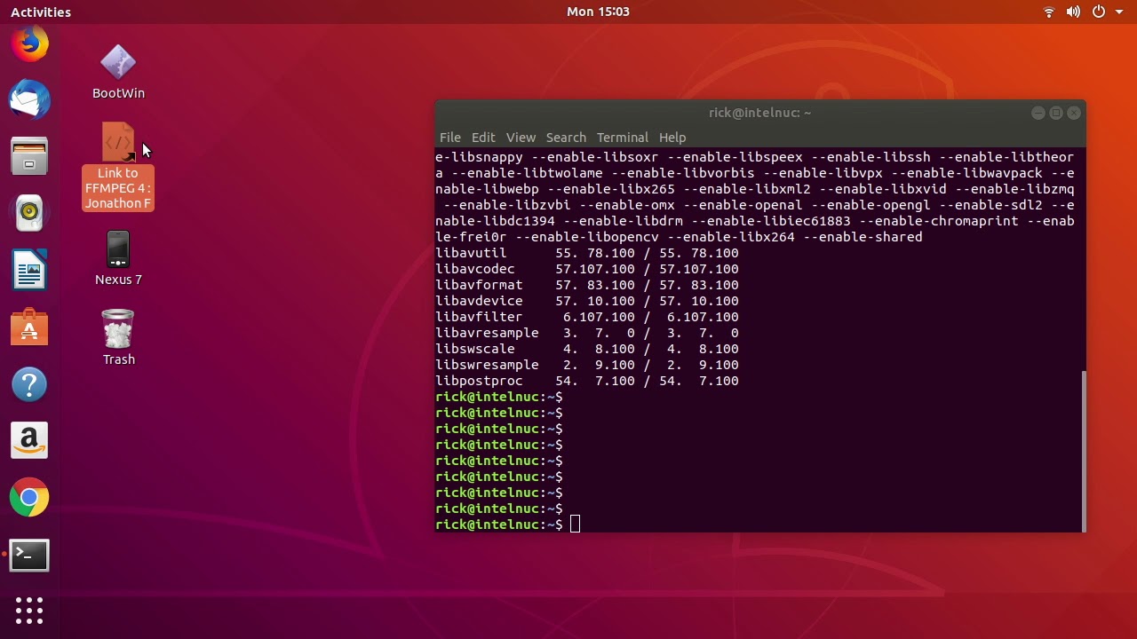 uninstall ffmpeg ubuntu 18.04