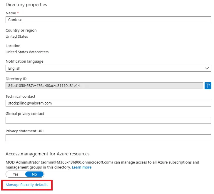 Security defaults